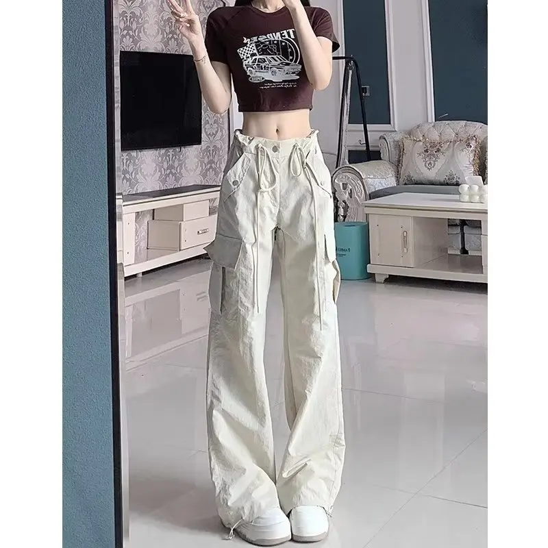 

Motorcycle Wind Speed Dry Workwear Pants, Women's High Waisted Spring/summer New Loose and Slimming Casual Wide Leg Pants