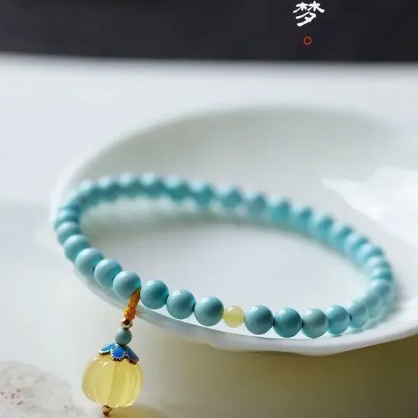 

Natural Raw Ore High Porcelain Blue Turquoise Bracelet No Optimization To Send Girlfriend Beeswax Pumpkin Slim HandString White