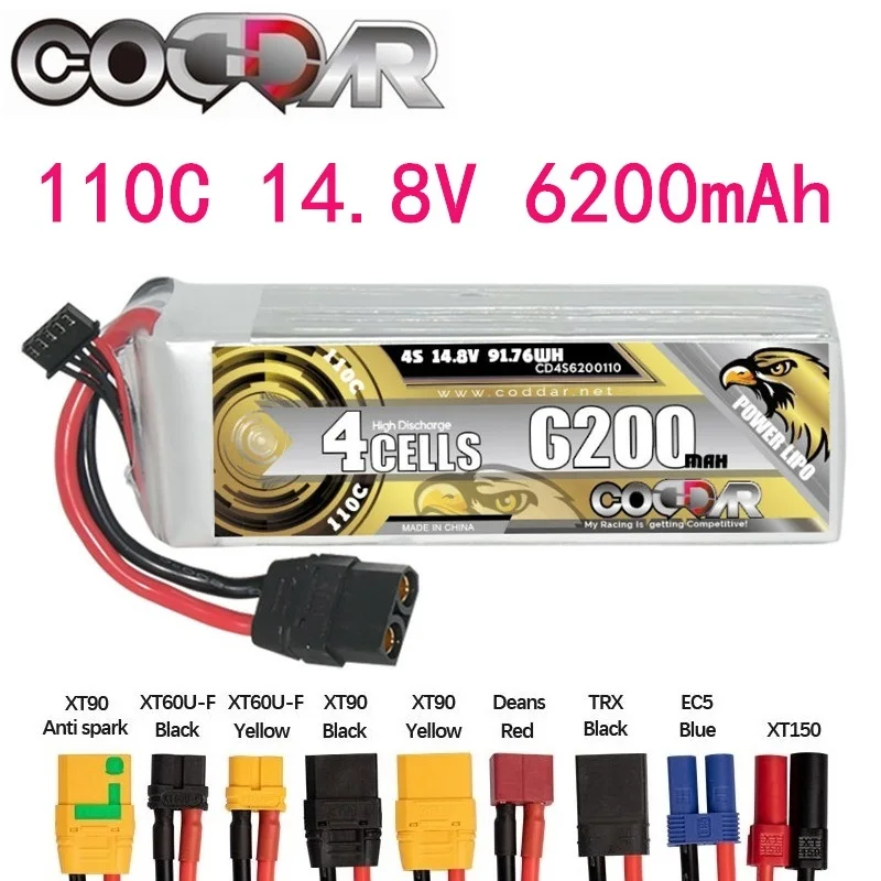 Аккумуляторная батарея CODDAR 4S 14,8 в 110C 6200 мАч для FPV-дрона, радиоуправляемого квадрокоптера, вертолета, самолета, хобби, лодки, радиоуправляемой батареи
Аккумуляторная батарея CODDAR 4S 14,8 в 110C 6200 мАч для FPV-дрона, радиоуправляемого квадрокоптера, вертолета, самолета, хобби, лодки, радиоуправляемой батареи