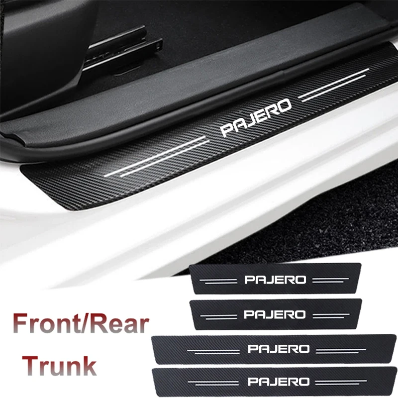 

Car Door Threshold Sill Scuff Plate Decals Carbon Fiber Protect Stickers for Mitsubishi PAJERO Logo Trunk Pedal Guards Strip