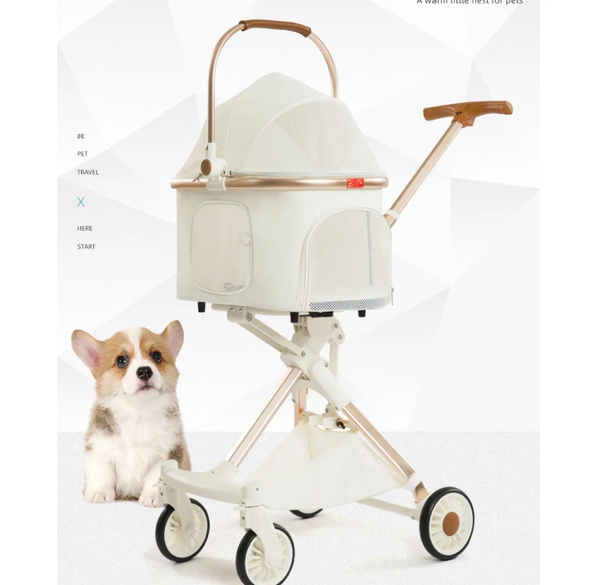 

Foldable Pet Stroller 4 Wheels Lightweight Outdoor Travel Pet Trolley Bearing Weight 15 KG For Cats Small Dogs Pet Supplies