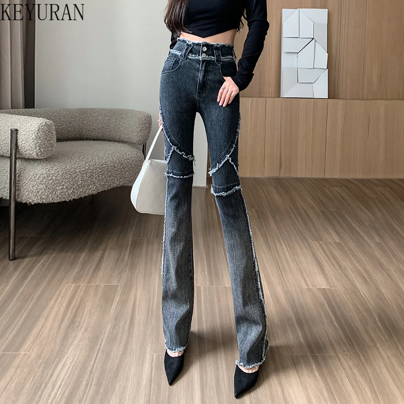 Gradient Stitching Boyfriend Flare Jeans for Women Korean Slim Sexy Long Denim Pants High Waisted Mom Jeans Mujer Y2k Trousers
Gradient Stitching Boyfriend Flare Jeans for Women Korean Slim Sexy Long Denim Pants High Waisted Mom Jeans Mujer Y2k Trousers
