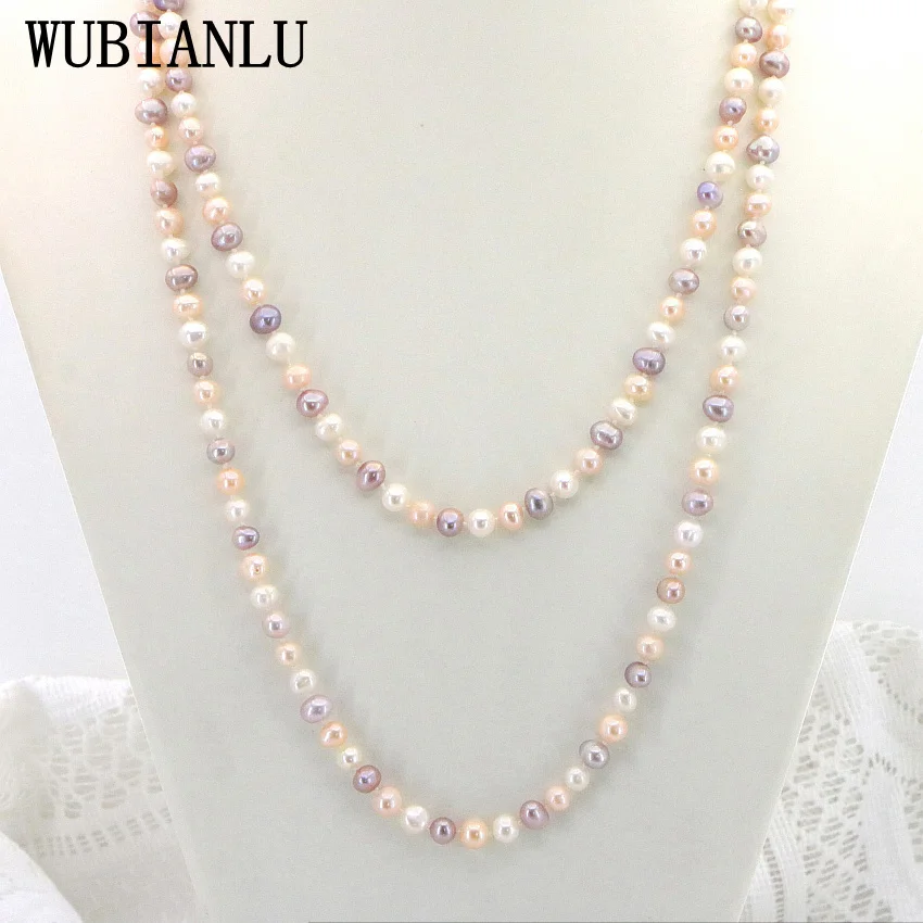 WUBIANLU New 2 Styles 7-8mm Multicolor Freshwater Pearl Long Necklace Women In Choker Necklaces Fashion Beautiful Jewelry
WUBIANLU New 2 Styles 7-8mm Multicolor Freshwater Pearl Long Necklace Women In Choker Necklaces Fashion Beautiful Jewelry