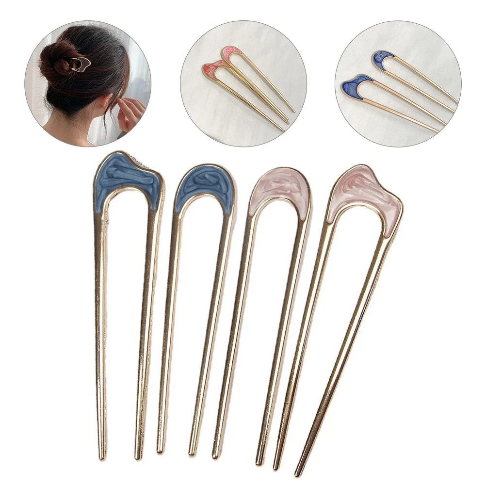 

4 Pcs Headgear U-shaped Hairpin Women's Barrettes French Clips Chinese Accessories