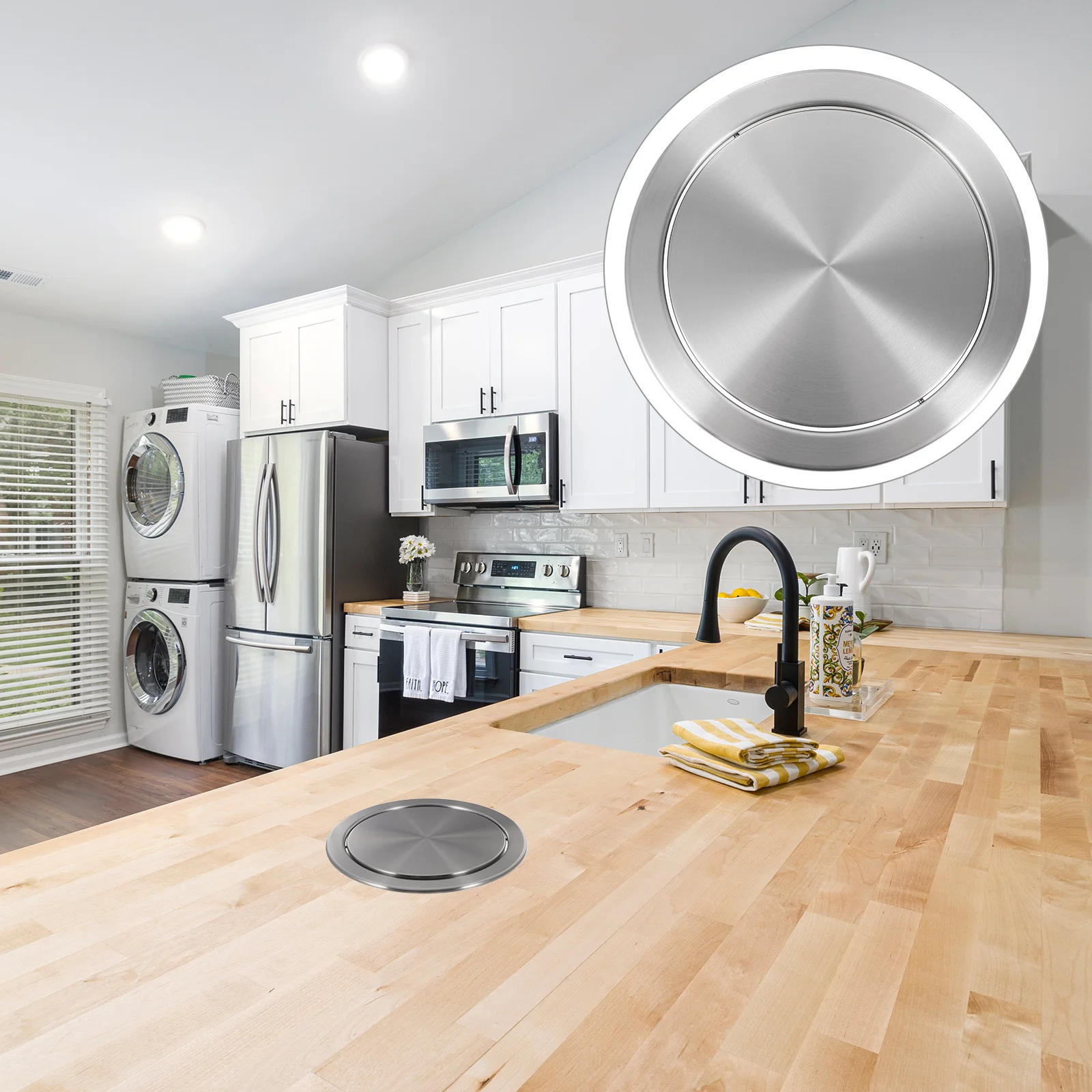 Stainless Steel Flap Flush Recessed Built-In Balance Swing Flap Lid Cover Trash Bin Garbage Can Kitchen Counter Top
Stainless Steel Flap Flush Recessed Built-In Balance Swing Flap Lid Cover Trash Bin Garbage Can Kitchen Counter Top