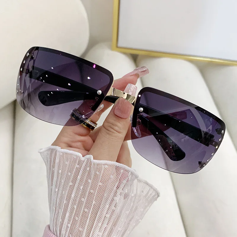 

Stylish Personality Half Rim Sunglasses Women Classic Semi Square Rimless Sun Glasses Men Y2K Shades Clear Luxury Brand Designer