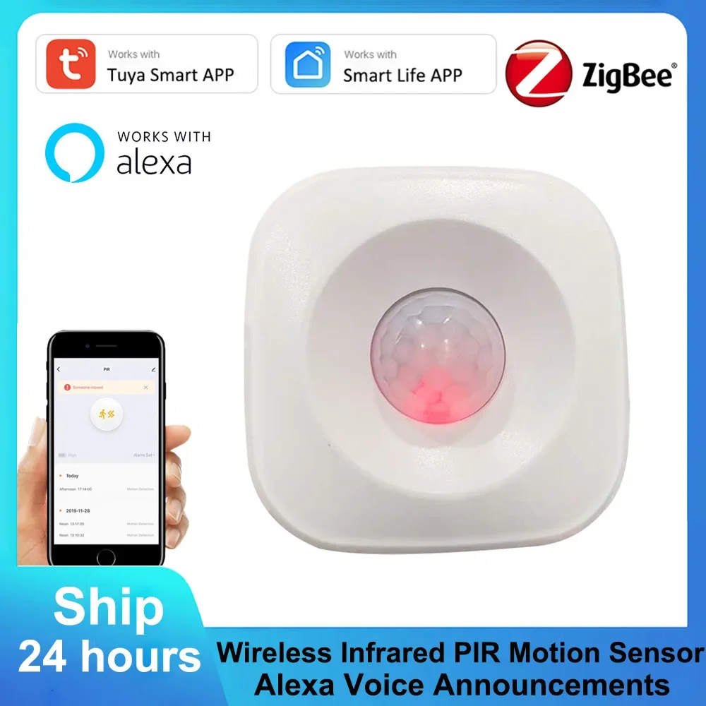 

Tuya Smart ZigBee PIR Motion Movement Sensor Detector Home Office Security Alarm Systems Works with Alexa APP No Hub Required