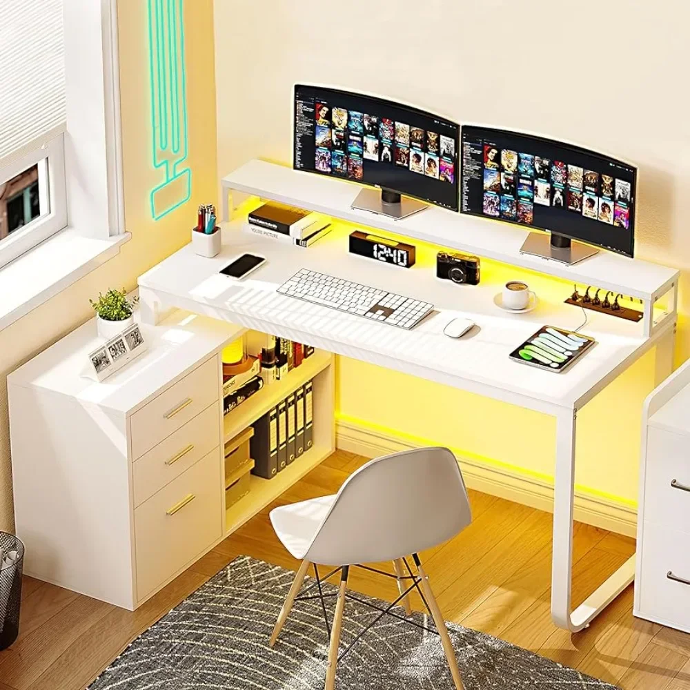 Home Office Desk With File Cabinet Computer Desks 55" Corner Computer Desk With Power Outlets & LED Lights Freight Free Reading
Home Office Desk With File Cabinet Computer Desks 55" Corner Computer Desk With Power Outlets & LED Lights Freight Free Reading