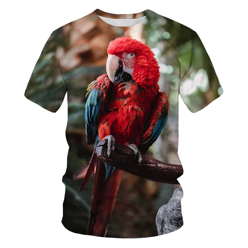 Футболка с забавным 3D-принтом попугаев для мужчин и женщин, летняя повседневная футболка с принтом животных 
Футболка с забавным 3D-принтом попугаев для мужчин и женщин, летняя повседневная футболка с принтом животных