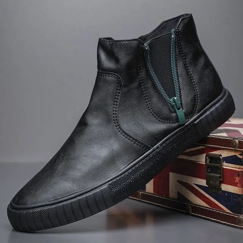 Shoes Soft Soled Leather Shoes Men's Casual Breathable High Top Board Shoes Korean Edition Versatile Anti-Slip Martin Boots Men
Shoes Soft Soled Leather Shoes Men's Casual Breathable High Top Board Shoes Korean Edition Versatile Anti-Slip Martin Boots Men