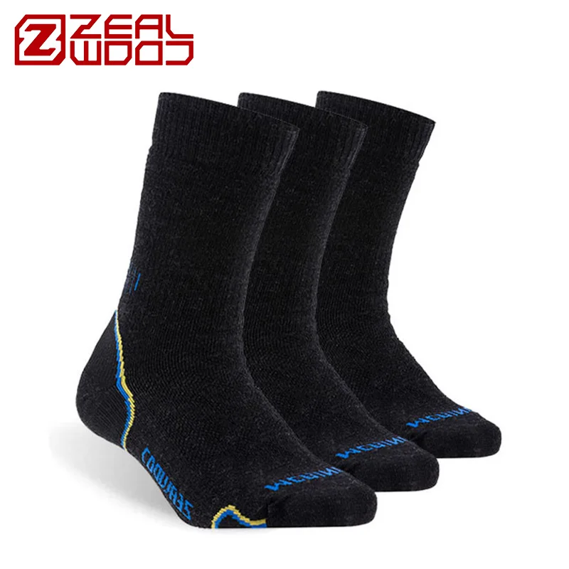 

ZEALWOOD Hiking Trekking Men's Women's Thick Merino Wool Socks Warm Thermal Winter Cold Snow Outdoor Sports Cushion 1/3 Pairs