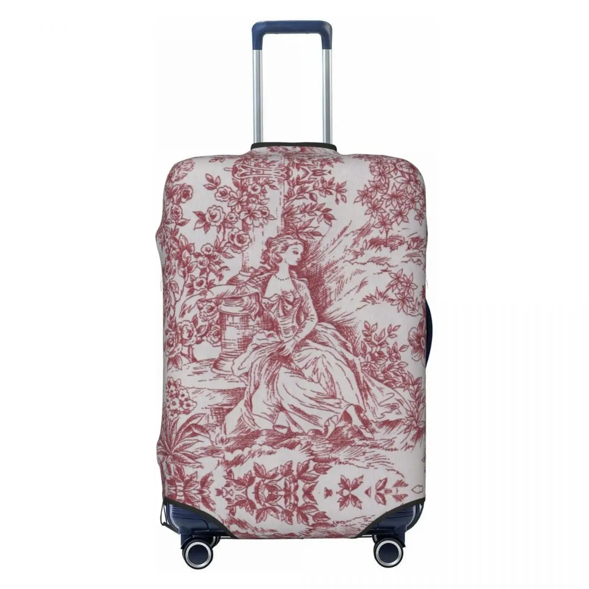 

Классический красный французский тканевый чехол для чемодана с рисунком на заказ, забавные чемоданы для путешествий 18-32 дюйма