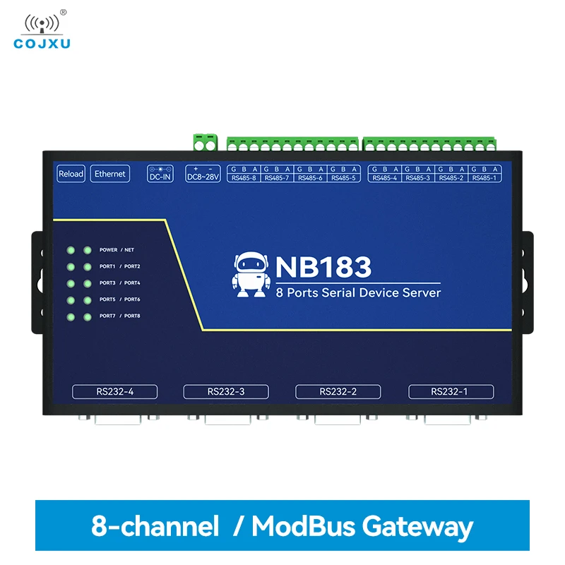 

Isolated 8-Channel Serial Server RS485/232/422 to RJ45 ModBus RTU RJ45 to TCP/UDP COJXU NB183S Build-in Watchdog MQTT/HTTP IOT