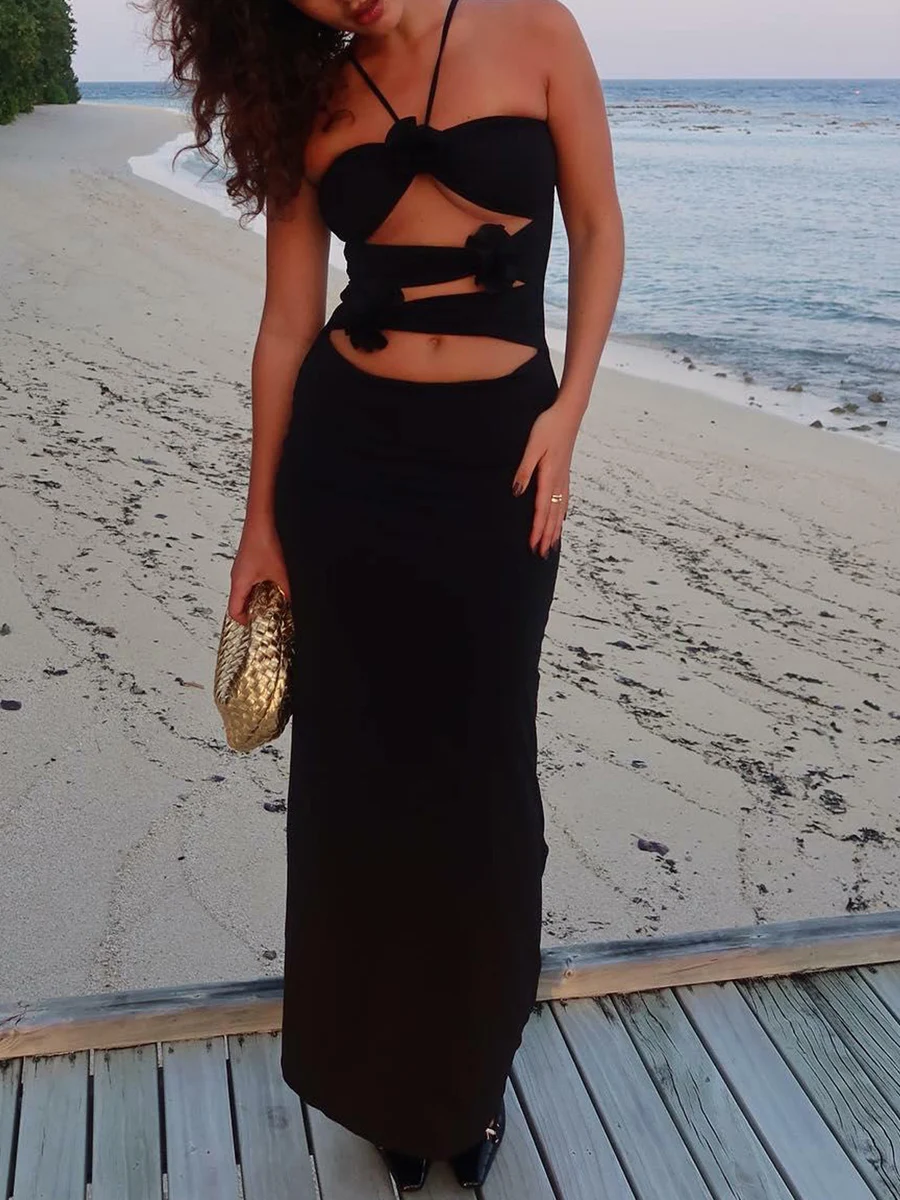 Women's Summer Dresses Long Skinny Dress Black Sleeveless Backless Hanging Neck Hollow Dress Beach Streetwear Fashion Vestidos
Women's Summer Dresses Long Skinny Dress Black Sleeveless Backless Hanging Neck Hollow Dress Beach Streetwear Fashion Vestidos