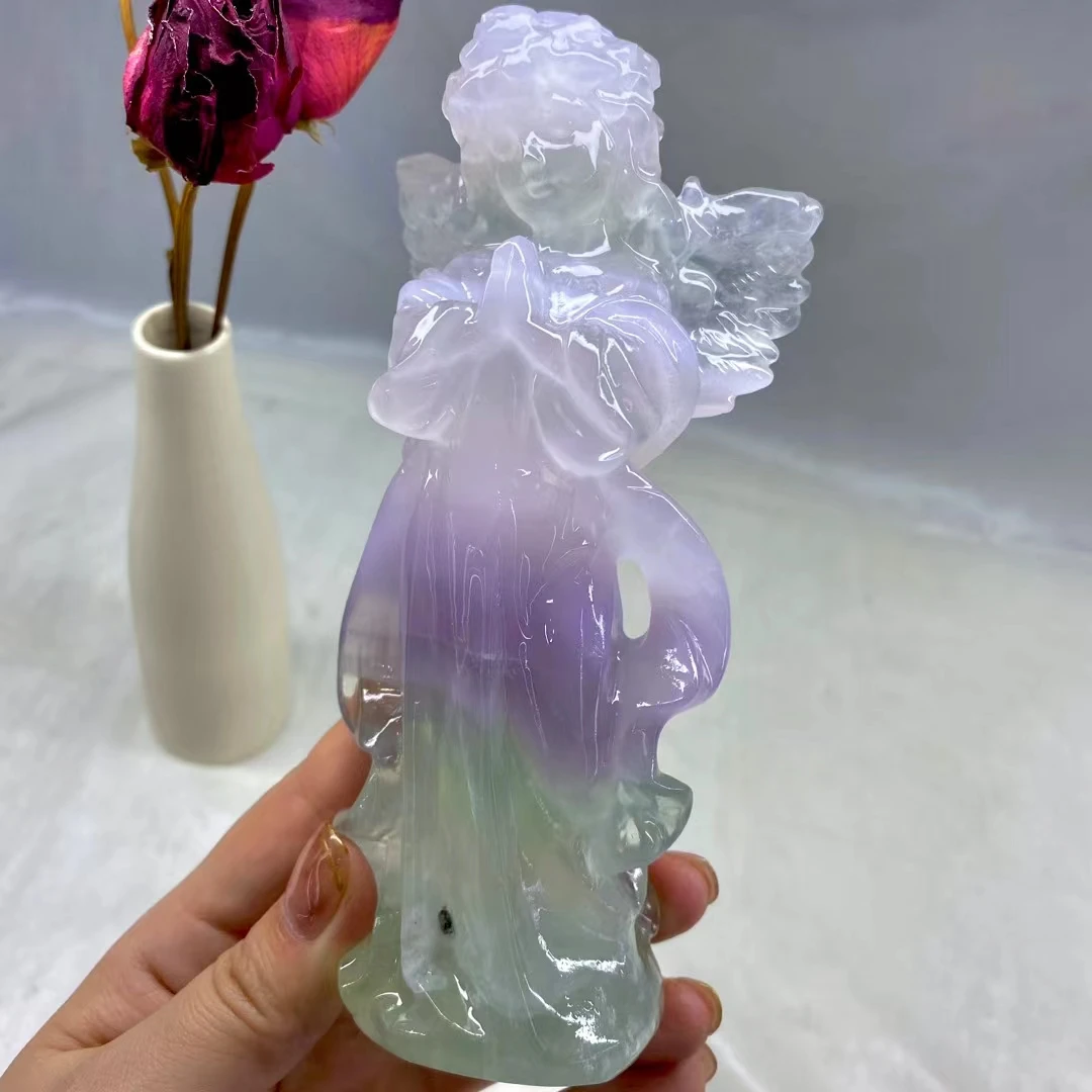 160mm High Quality Natural Macaron Fluorite Guardian Angel Figurine Hand-Carved Healing Stone Home Decoration Luck Folk Gifts
160mm High Quality Natural Macaron Fluorite Guardian Angel Figurine Hand-Carved Healing Stone Home Decoration Luck Folk Gifts