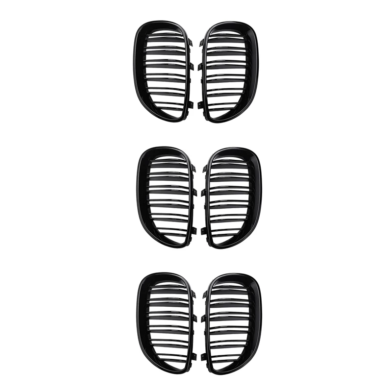 3 Pair Gloss Black Front Kidney Grill Double Slat Double Line Grille For BMW E60 E61 5 Series 2003-2010
3 Pair Gloss Black Front Kidney Grill Double Slat Double Line Grille For BMW E60 E61 5 Series 2003-2010