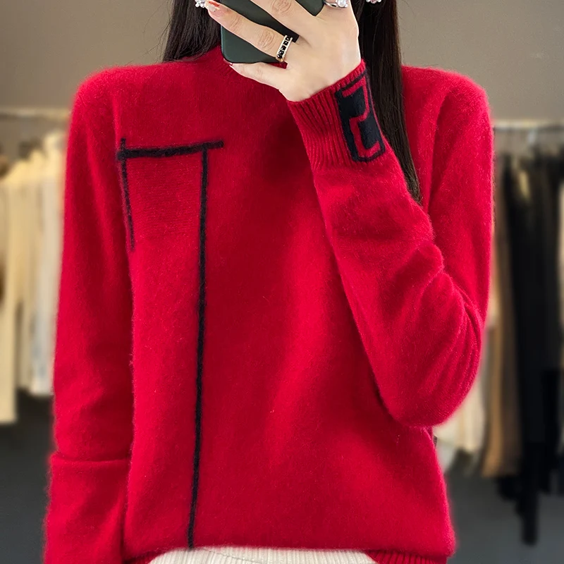 Women's Sweater Autumn/Winter New Pure Wool Bottom Shirt Half High Neck Knitted Inner Layer Warm Loose Large Size Free Shippings
Women's Sweater Autumn/Winter New Pure Wool Bottom Shirt Half High Neck Knitted Inner Layer Warm Loose Large Size Free Shippings