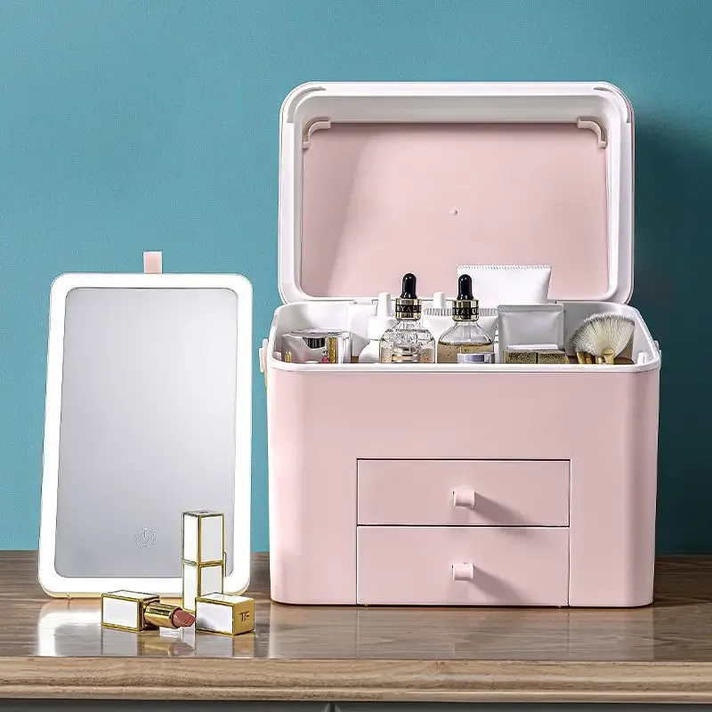 Cosmetic Storage Box Makeup Organizers Portable Dustproof Waterproof Drawer Storage Box With Mirror Desktop Skincare Organizer
Cosmetic Storage Box Makeup Organizers Portable Dustproof Waterproof Drawer Storage Box With Mirror Desktop Skincare Organizer