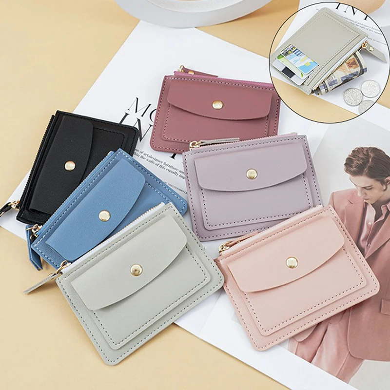 

Leather Female Purse Women Simple Wallets Mini zipper Solid Multi-Cards Holder Coin Short Wallets Slim Small Wallet Zipper Hasp