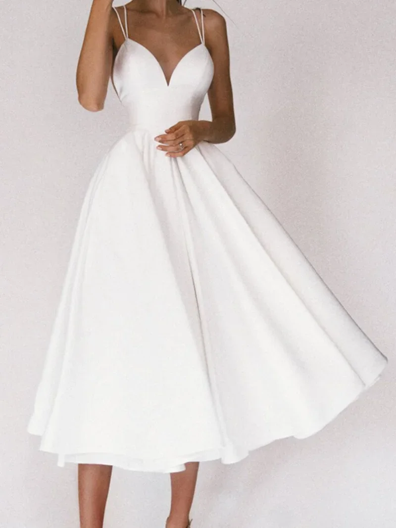 Women's Wedding Dress Summer Elegant Midi Party Sexy Strap Open Back Women's Spaghetti Strap Large Swing Dress Vesido Mujer 2023
Women's Wedding Dress Summer Elegant Midi Party Sexy Strap Open Back Women's Spaghetti Strap Large Swing Dress Vesido Mujer 2023