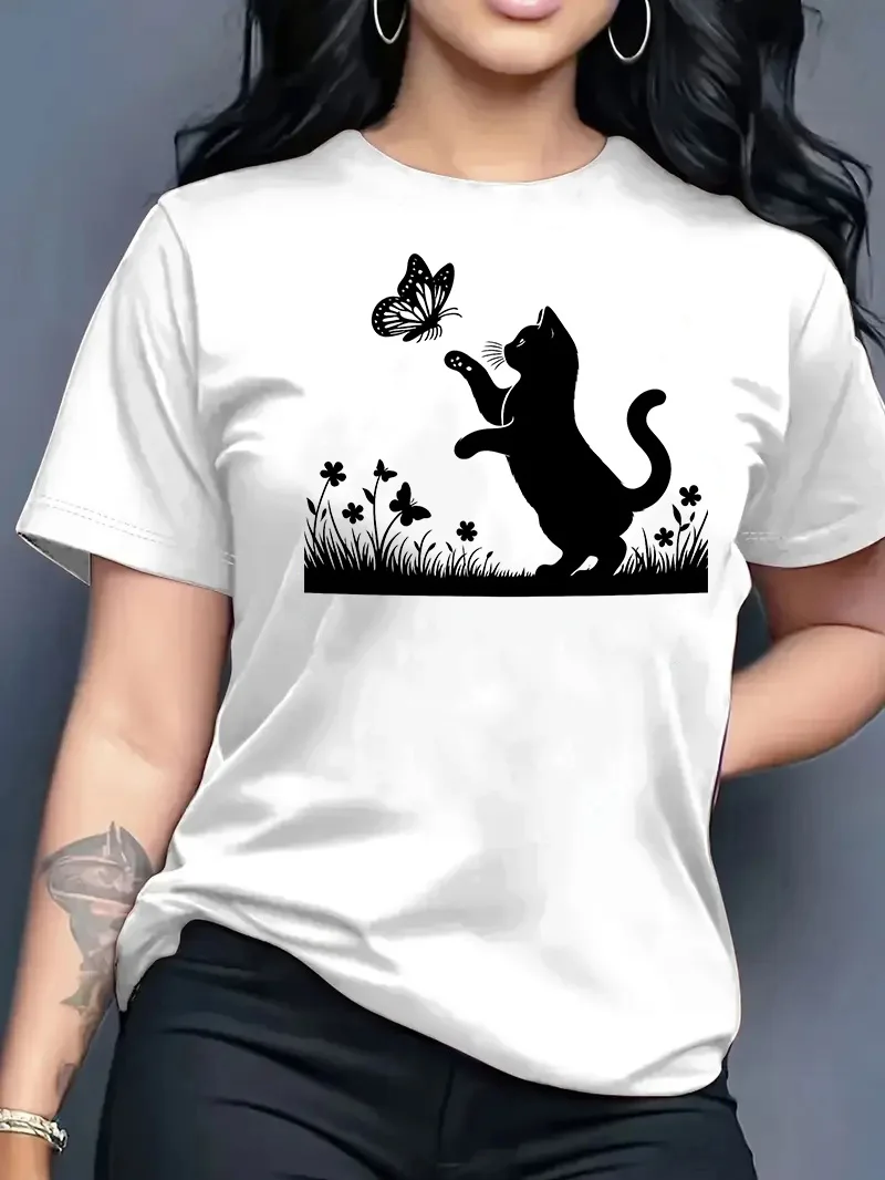 تي شيرت نسائي صيفي جديد 2026 بطبعة عصرية ورقبة مستديرة، قميص كاجوال متعدد الاستخدامات بأكمام قصيرة، توب Y2k تي شيرت نسائي صيفي جديد 2026 بطبعة عصرية ورقبة مستديرة، قميص كاجوال متعدد الاستخدامات بأكمام قصيرة، توب Y2k