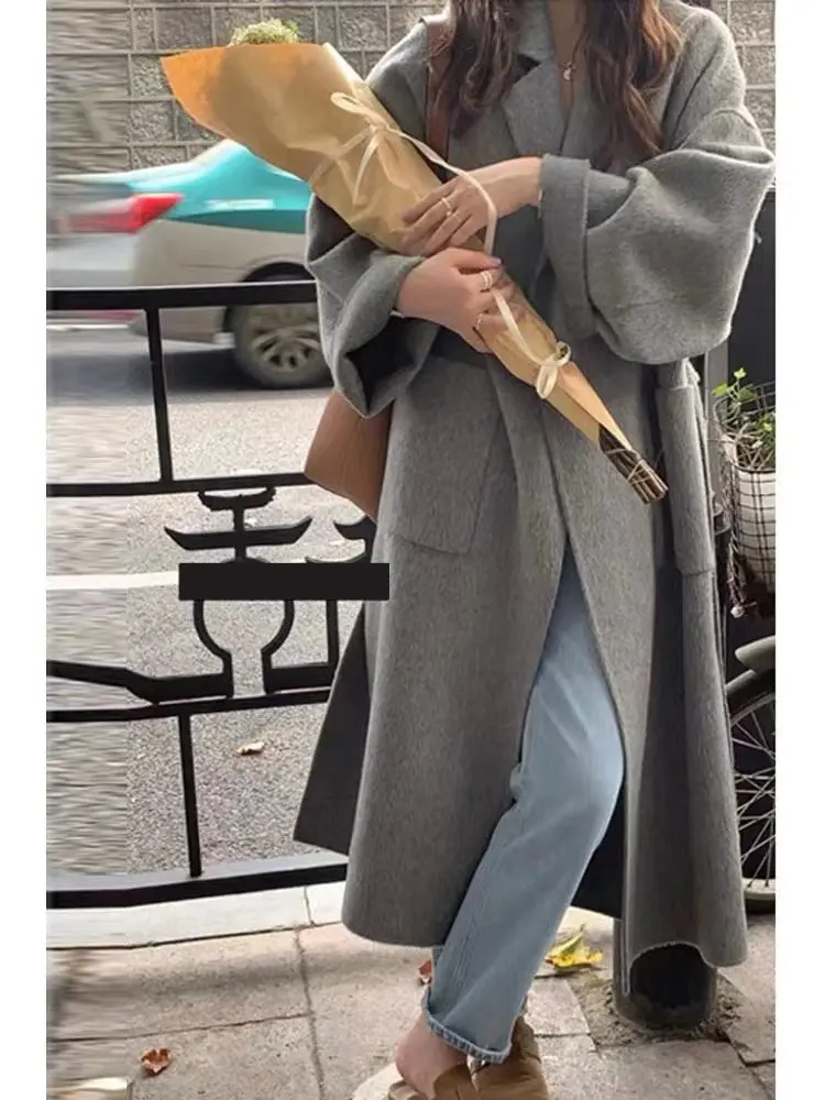 Double-sided Cashmere Coat for Women 2023 New Grey Korean Autumn/winter High-grade Feeling Over The Knee Loose Woolen Coat
Double-sided Cashmere Coat for Women 2023 New Grey Korean Autumn/winter High-grade Feeling Over The Knee Loose Woolen Coat