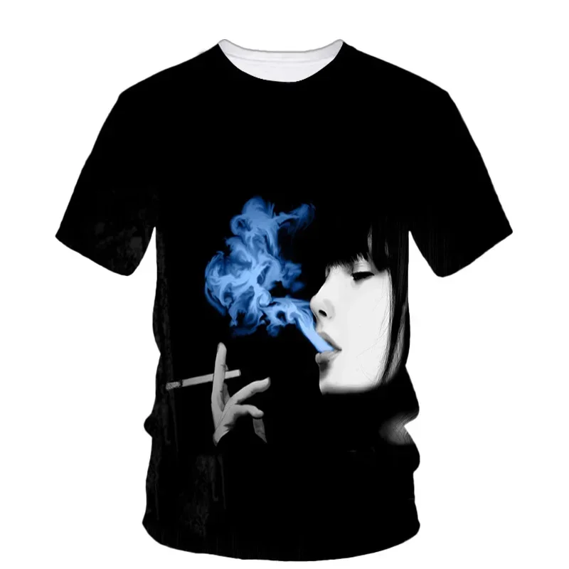

Fashion Cigarette 3d Print T-Shirt Men Hip Hop Smoking Pattern Summer Personality Short Sleeve Street Tees Casual O Collar Tops