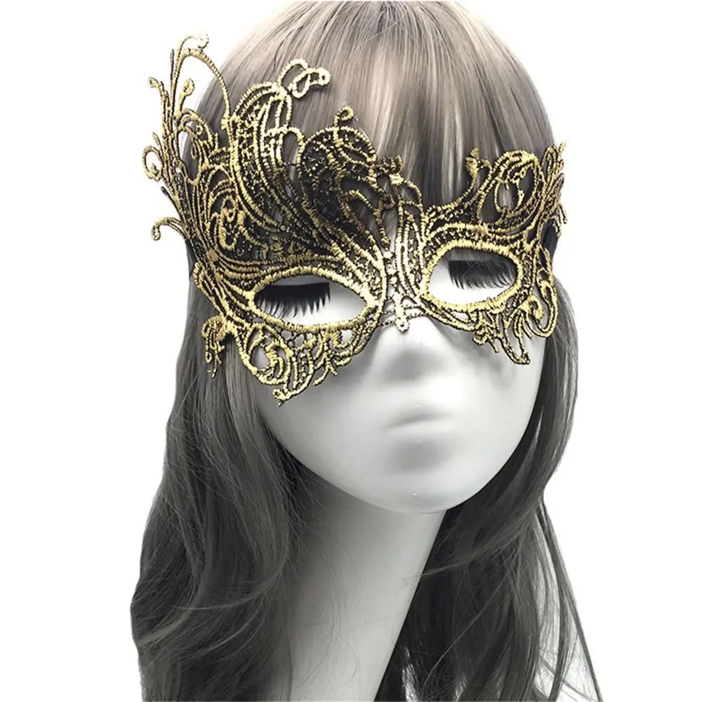 

Hollow Halloween Supply Cosplay Prom Props Bronzing Face Mask Masquerade Venice Mask Party Supplies Lace Masquerade Dance Masks