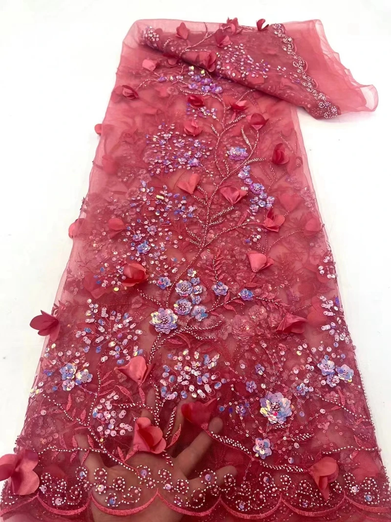 NICEME Heavy Red Sequins Lace Fabric With Beads Sequin 3D Flowers For Bridal Luxury Evening Dress 5 Yards KXH114 
NICEME Heavy Red Sequins Lace Fabric With Beads Sequin 3D Flowers For Bridal Luxury Evening Dress 5 Yards KXH114