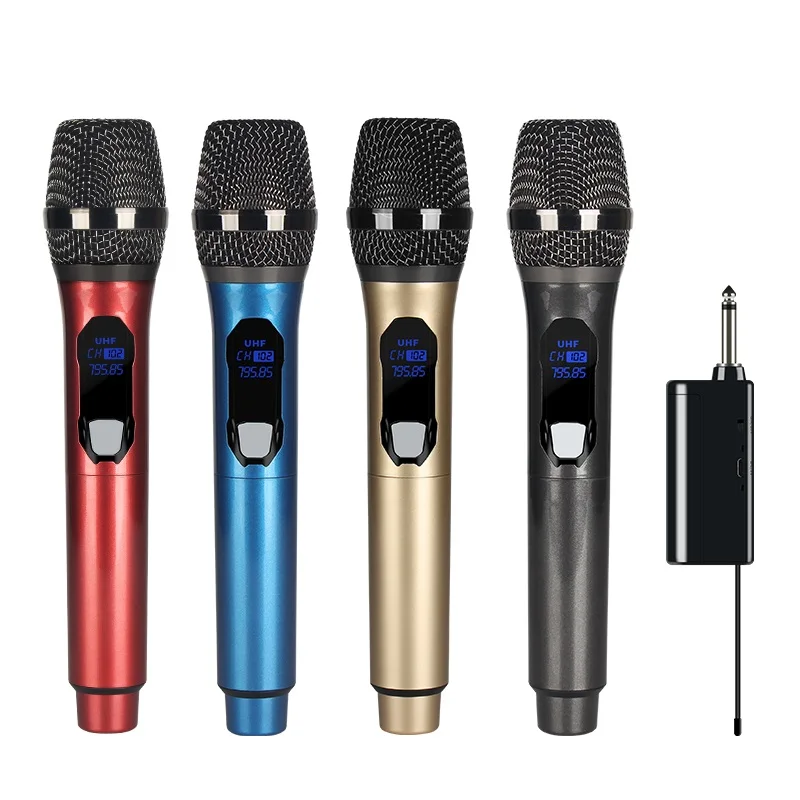 

E1 VHF Wireless Microphone 2 Channels Professional Handheld Dynamic Microphone for Party Karaoke Church Show Singing 50 Meters