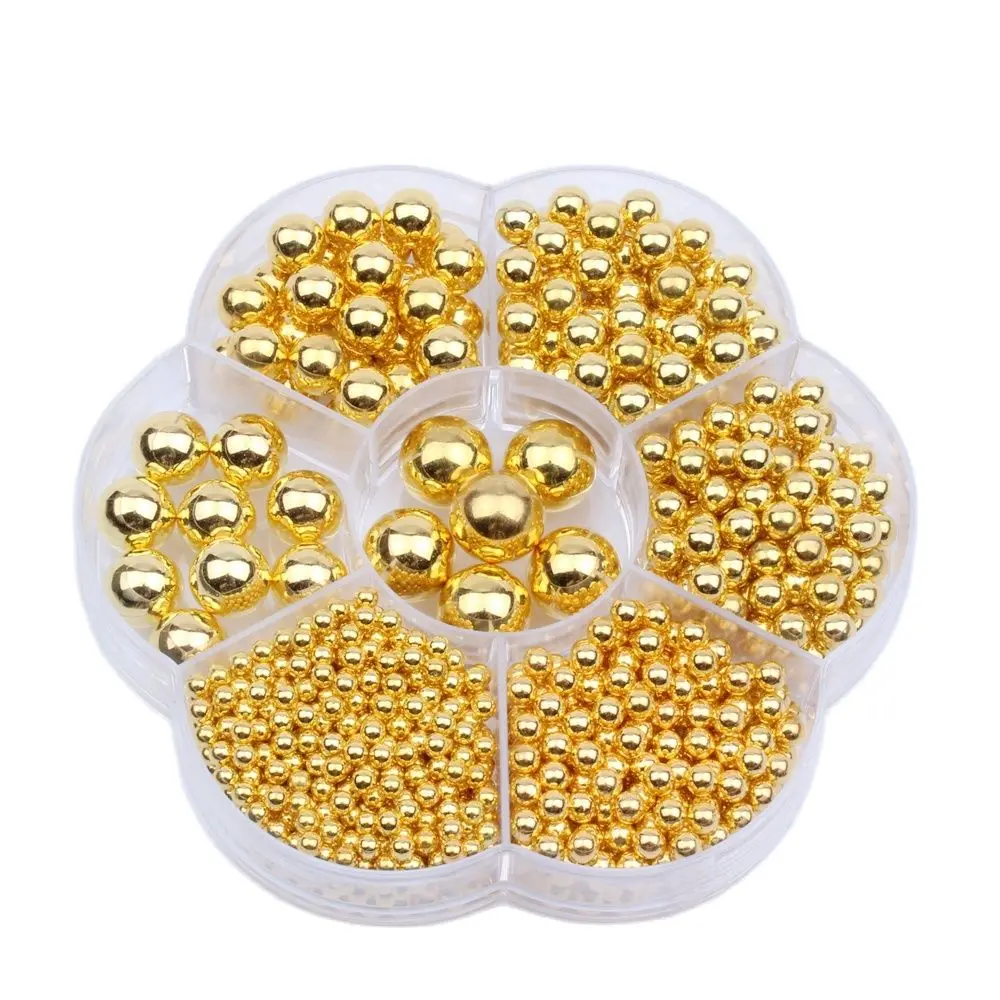 

Hot Sale Plum Box Resin No Hole Round Pearls 3 4 5 6 8 10 12mm Gold Craft Art Garment Beads DIY Clothing Jewelry Decorations
