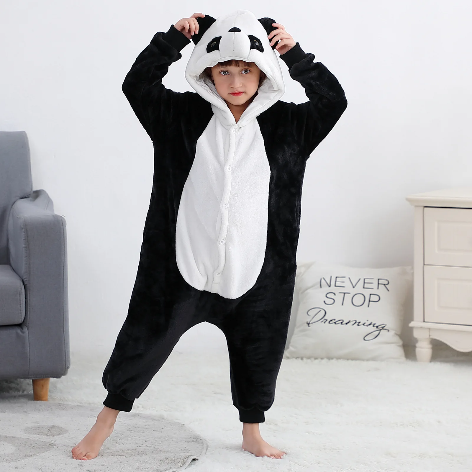 

Children Pyjamas Panda Pajamas Animal Kigurumi Panda Costume Cartoon Anime Cosplay Clothes for Kids Boy Winter Warm Onesies