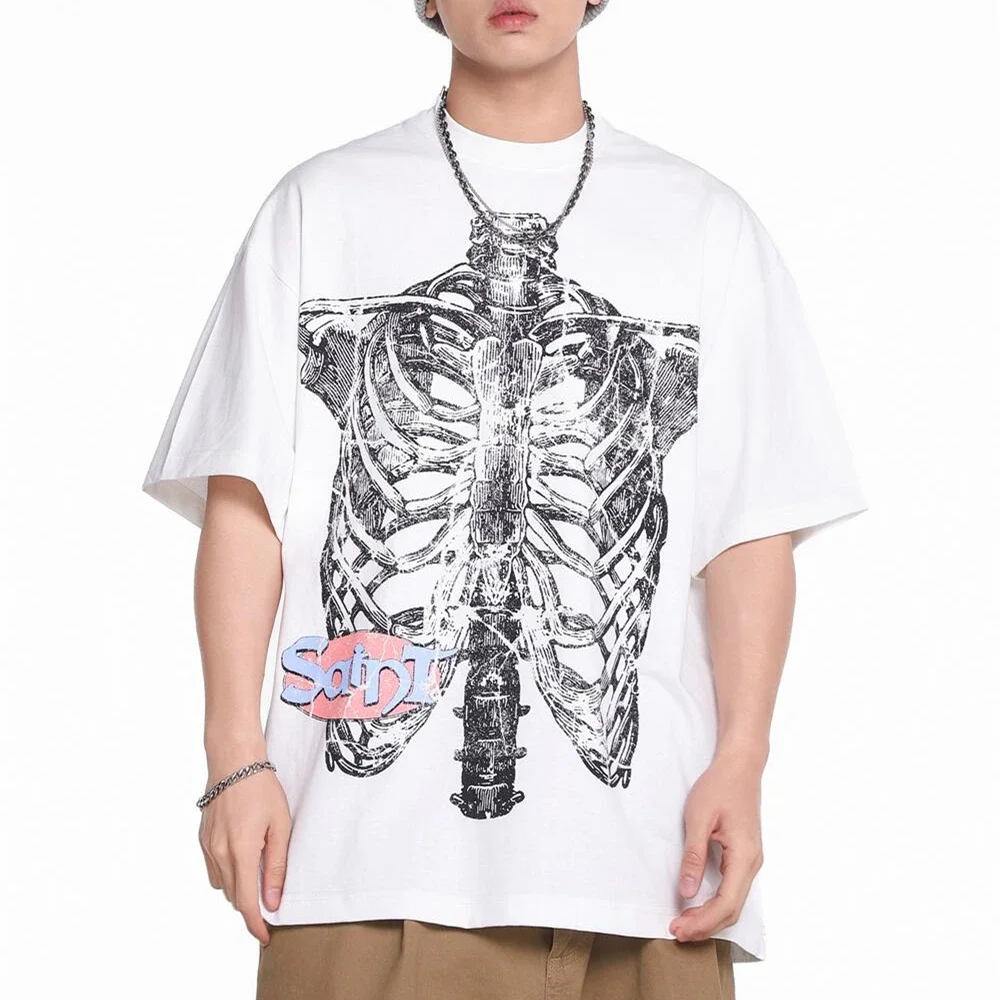 Cooocoll Fashion Saint Of Michael Vintage Skeleton Graphics Print Cotton Casual Streetwear Loose Short Sleeve T Shirt For Men
Cooocoll Fashion Saint Of Michael Vintage Skeleton Graphics Print Cotton Casual Streetwear Loose Short Sleeve T Shirt For Men