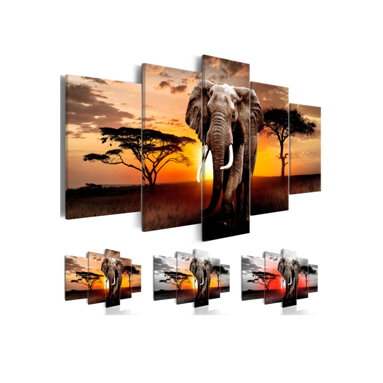 5Pcs Sunset Elephant Large Landscape Painting Canvas Picture Prints For Home Living Room Decor (Color: Multicolor)
5Pcs Sunset Elephant Large Landscape Painting Canvas Picture Prints For Home Living Room Decor (Color: Multicolor)