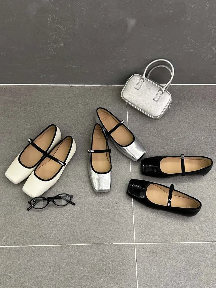 Women Ballet Flats Fashion Square Toe Pumps Female Mary Jane Shoes Soft Leather Slip-on Casual Shoes Office Lady Work Thin Shoes Sce908d24f1f64c1e89c344df73531bceH