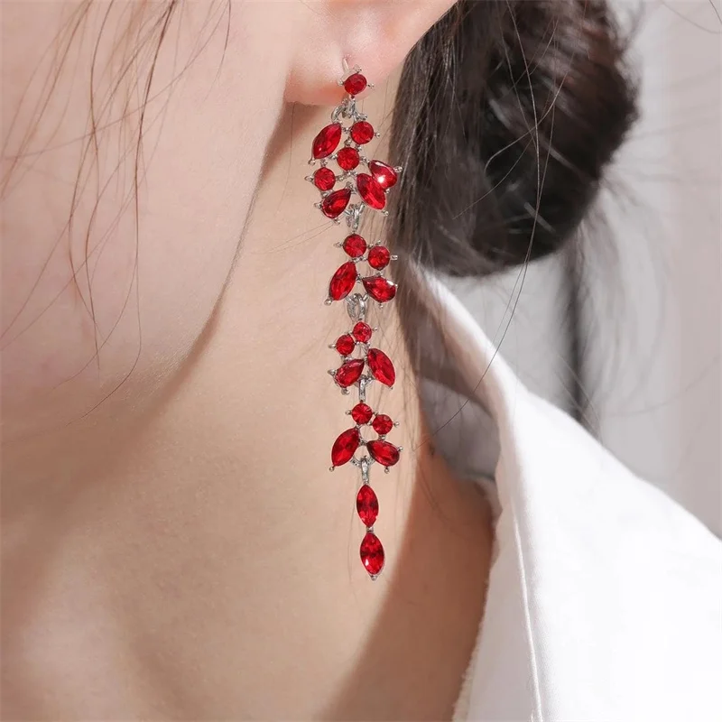 Exquisite Leaves Long Tassel Dangle Earrings For Women Full Rhinestone AAA Zircon Leaf Temperament Earring Party Wedding Jewelry 2 Mallzona Sce96cd8519ab4970afc4012d5b80ca3cN Exquisite Leaves Long Tassel Dangle Earrings For Women Full Rhinestone AAA Zircon Leaf Temperament Earring Party Wedding Jewelry Mallzona