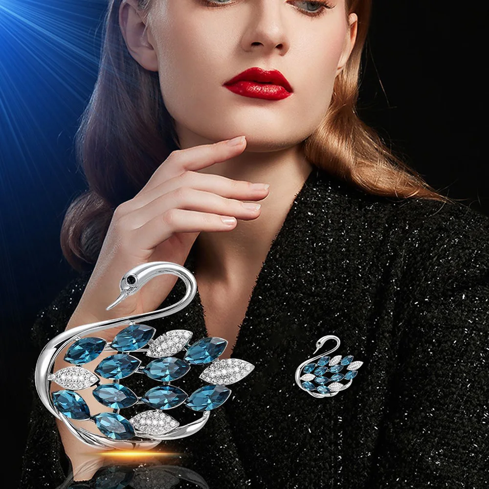 Crystal Swan Brooches for Women Animal Design White and Blue Color New Elegant Wedding Pin Jewelry
Crystal Swan Brooches for Women Animal Design White and Blue Color New Elegant Wedding Pin Jewelry