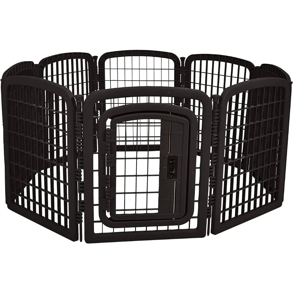 

Black Big Rabbits Cage for Dogs 8-Panel Octagonal Plastic Pet Pen Fence Enclosure With Gate Puppy Stairs 59 X 58 X 28 Inches Dog