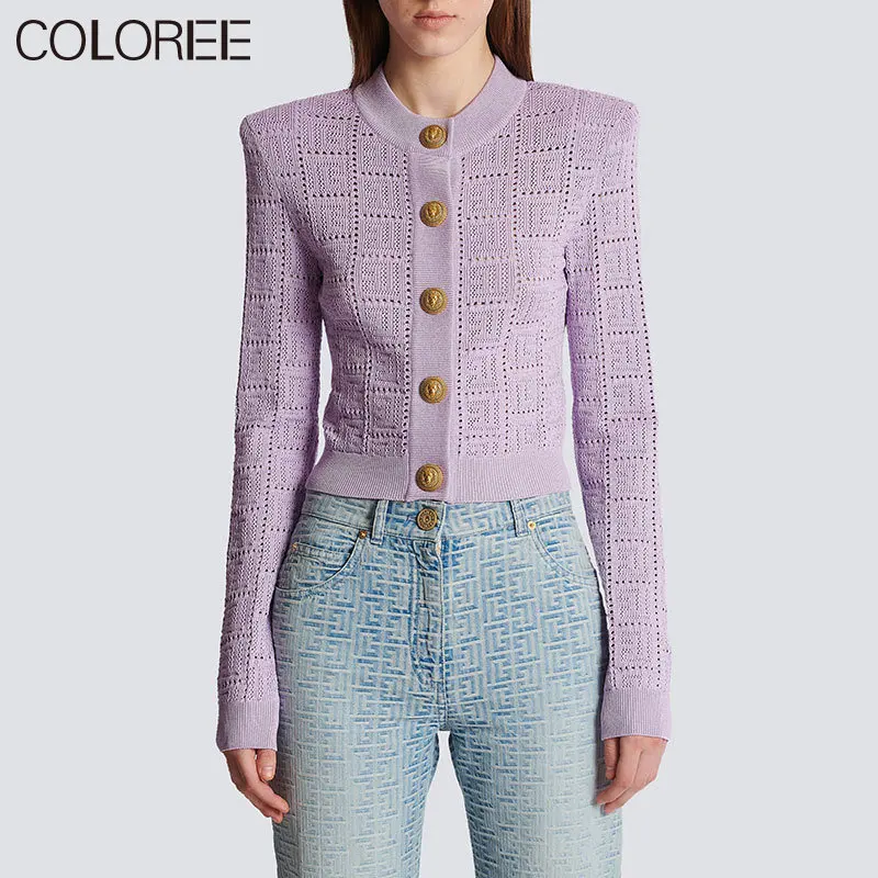 Luxury Designer Clothes for Women 2023 Spring Elegant O-neck Long Sleeve Knit Top Korean Style Fashion Purple Knitted Cardigan
Luxury Designer Clothes for Women 2023 Spring Elegant O-neck Long Sleeve Knit Top Korean Style Fashion Purple Knitted Cardigan