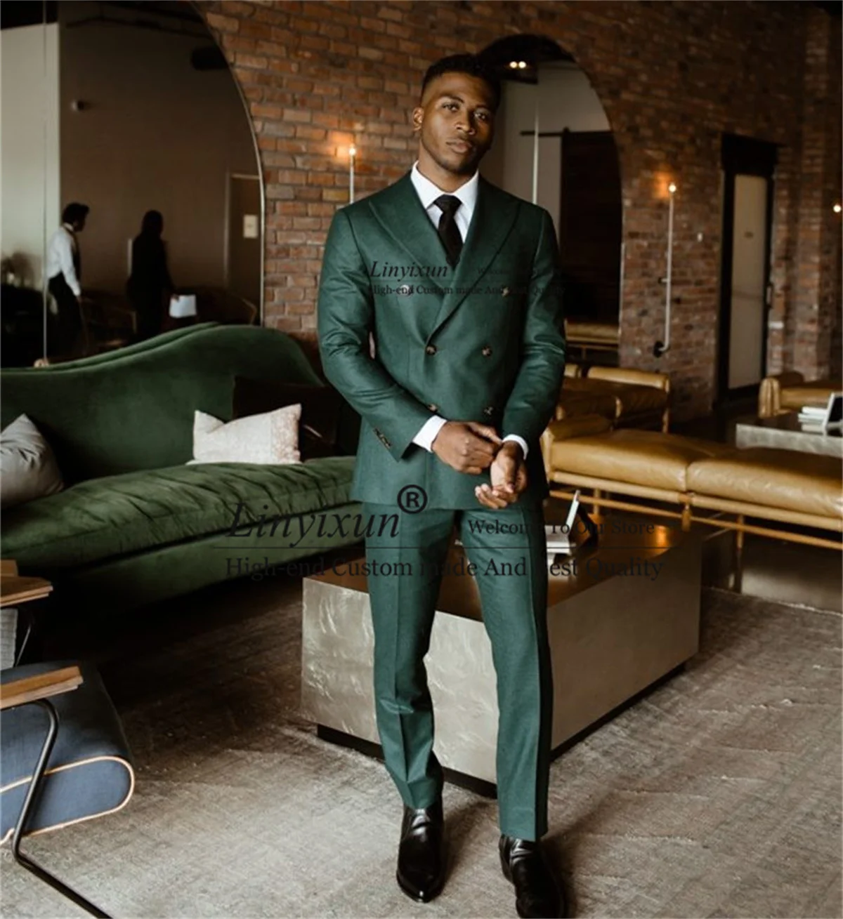 Dark Green Men Suits for Wedding Double Breasted Groom Tuxedos 2 Pieces Sets Groomsmen Prom Blazers Slim Fit Costume Homme
Dark Green Men Suits for Wedding Double Breasted Groom Tuxedos 2 Pieces Sets Groomsmen Prom Blazers Slim Fit Costume Homme