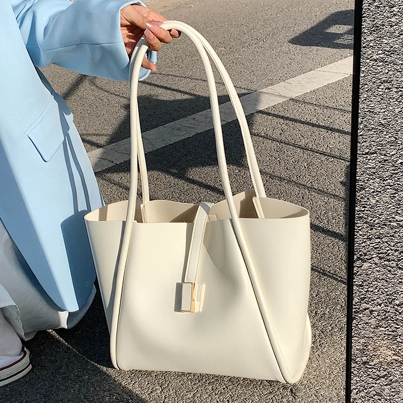 

Вместительная женская сумка-тоут, однотонная простая универсальная дамская сумочка из высококачественной искусственной кожи на одно плечо
