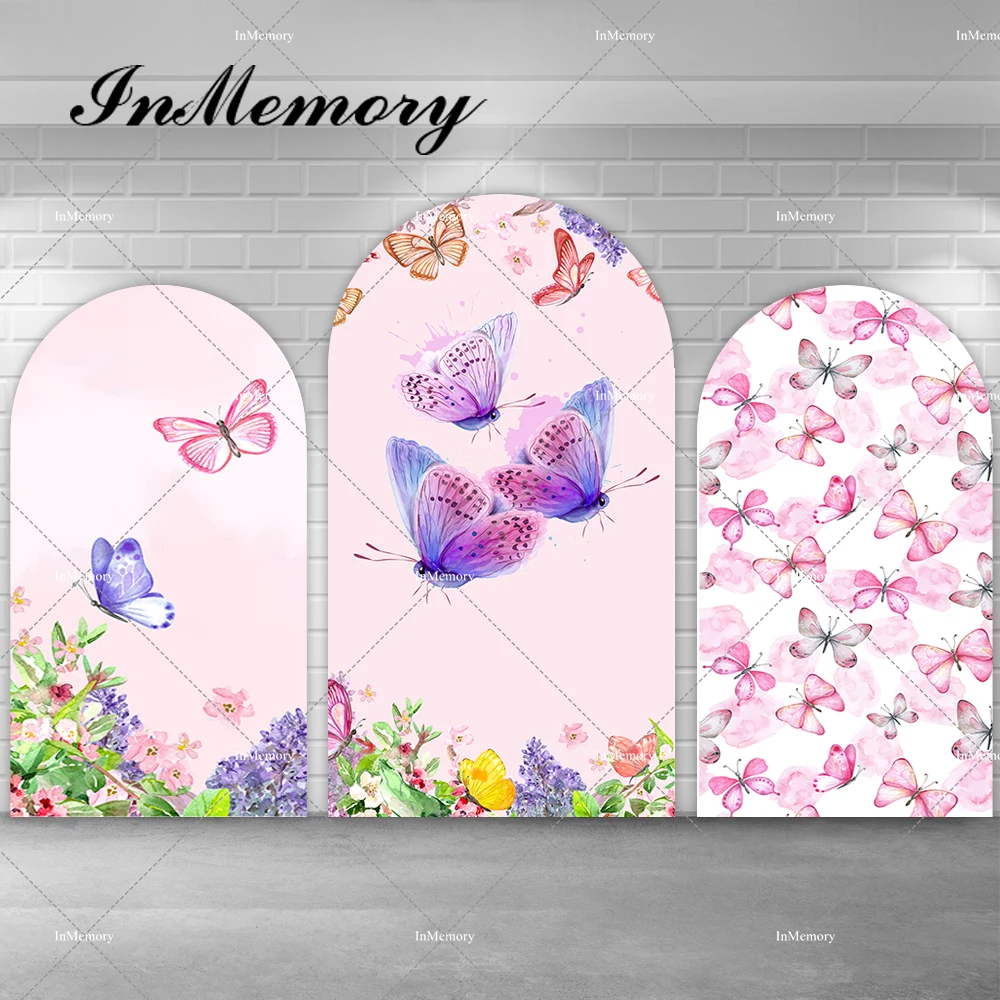 

Fairy Butterfly Theme Arch Backdrop Cover for Girls Newborn Baby Shower 1st Birthday Party Chiara Backgrounds Double-sided