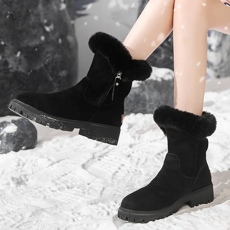 Winter Women Snow Boots Warm Comfortable Inner Thick Plush Ankle Boots Ladies Fashion Side Zipper Block Heel Cotton Shoes 35-42
Winter Women Snow Boots Warm Comfortable Inner Thick Plush Ankle Boots Ladies Fashion Side Zipper Block Heel Cotton Shoes 35-42