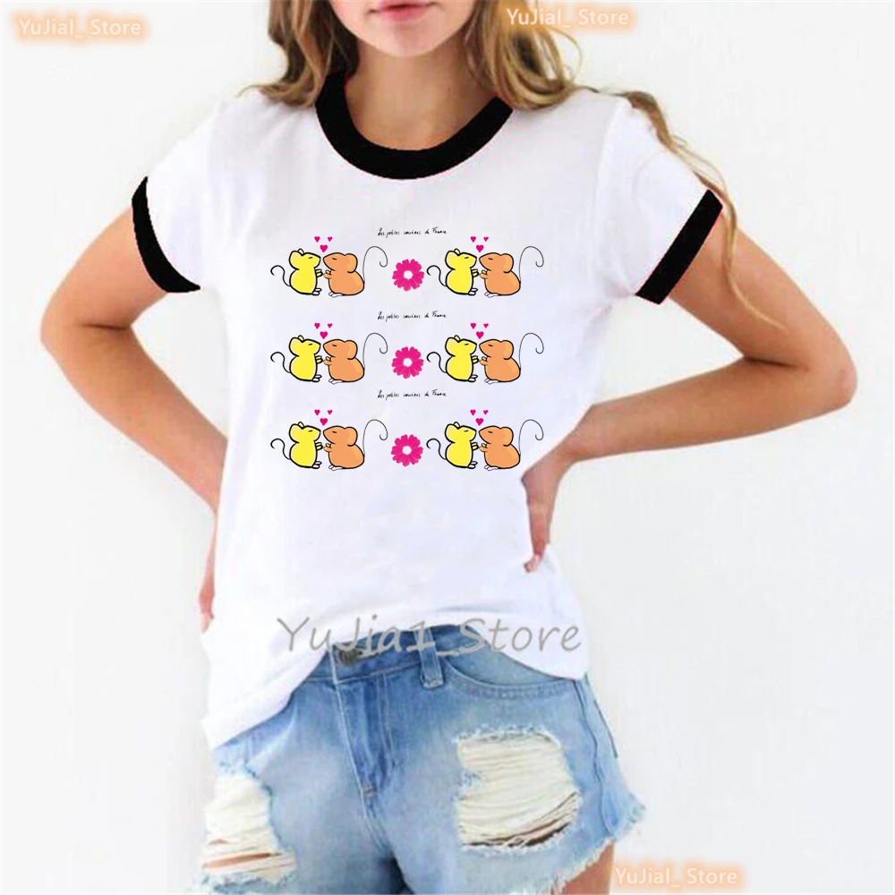 Kawaii Mouse Love Print T Shirt Girls Summer Fashion Short Sleeve Tshirt Women Harajuku Shirt White Casual T-Shirt Female
Kawaii Mouse Love Print T Shirt Girls Summer Fashion Short Sleeve Tshirt Women Harajuku Shirt White Casual T-Shirt Female