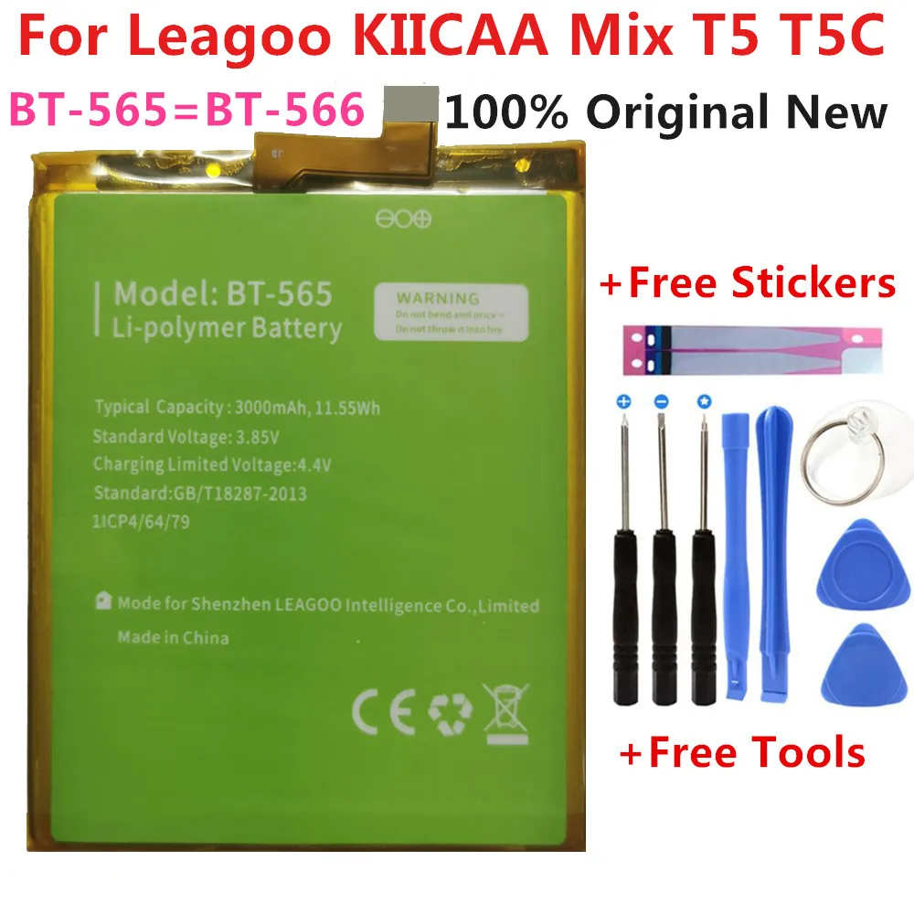100% Original New BT-565 3000mAh Battery For Leagoo KIICAA Mix T5 T5C BT565 Mobile Phone Parts Bateria Batterie Baterij+Tools
100% Original New BT-565 3000mAh Battery For Leagoo KIICAA Mix T5 T5C BT565 Mobile Phone Parts Bateria Batterie Baterij+Tools