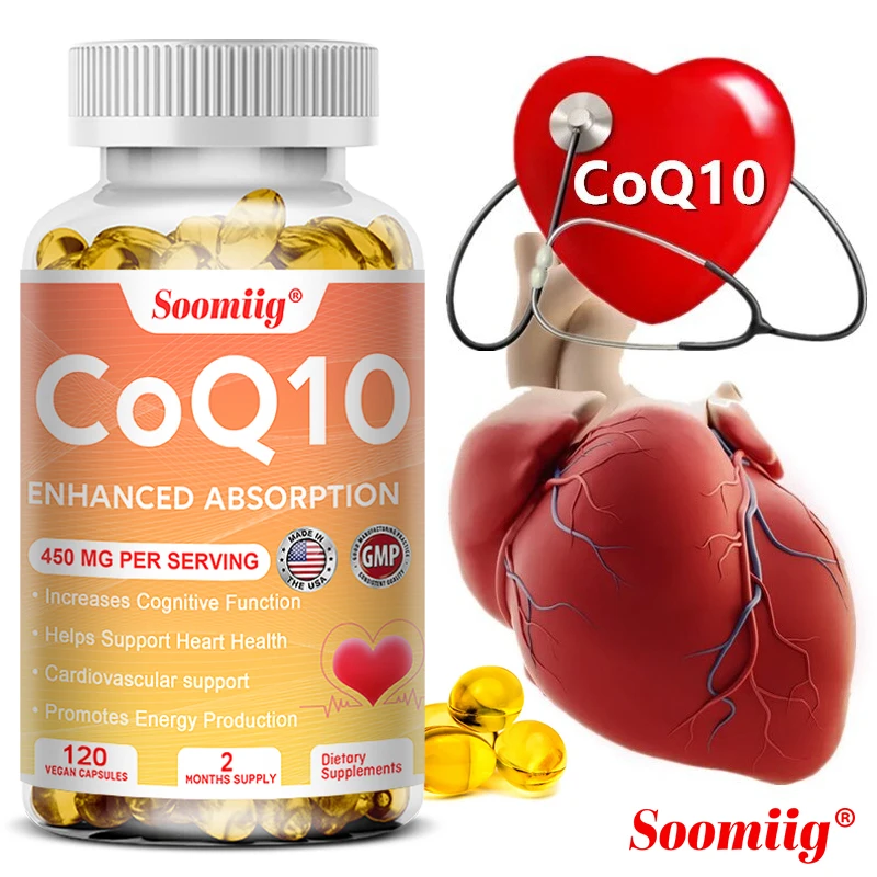 Soomiig Coenzyme Q10 450 Mg Supplement - Supports Heart Health, Cognitive Function, Immune System, Energy Production
Soomiig Coenzyme Q10 450 Mg Supplement - Supports Heart Health, Cognitive Function, Immune System, Energy Production