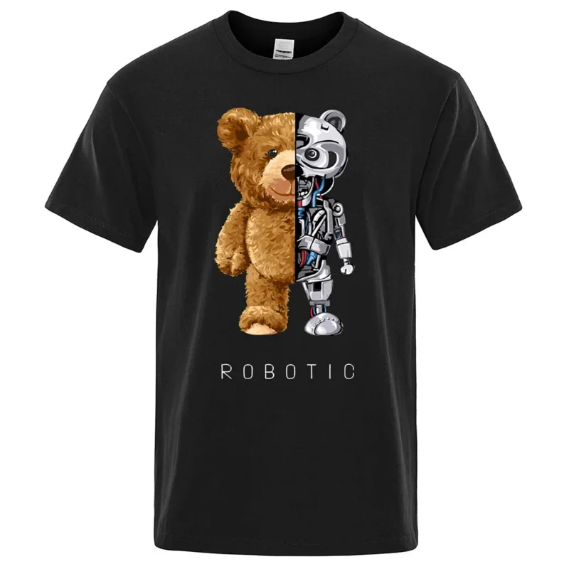 Funny Teddy Bear Robot Tshirt Robotic Bear Men Short Sleeve Fashion Casual Clothing Summer Cotton Tees Oversized Street T-Shirts
Funny Teddy Bear Robot Tshirt Robotic Bear Men Short Sleeve Fashion Casual Clothing Summer Cotton Tees Oversized Street T-Shirts