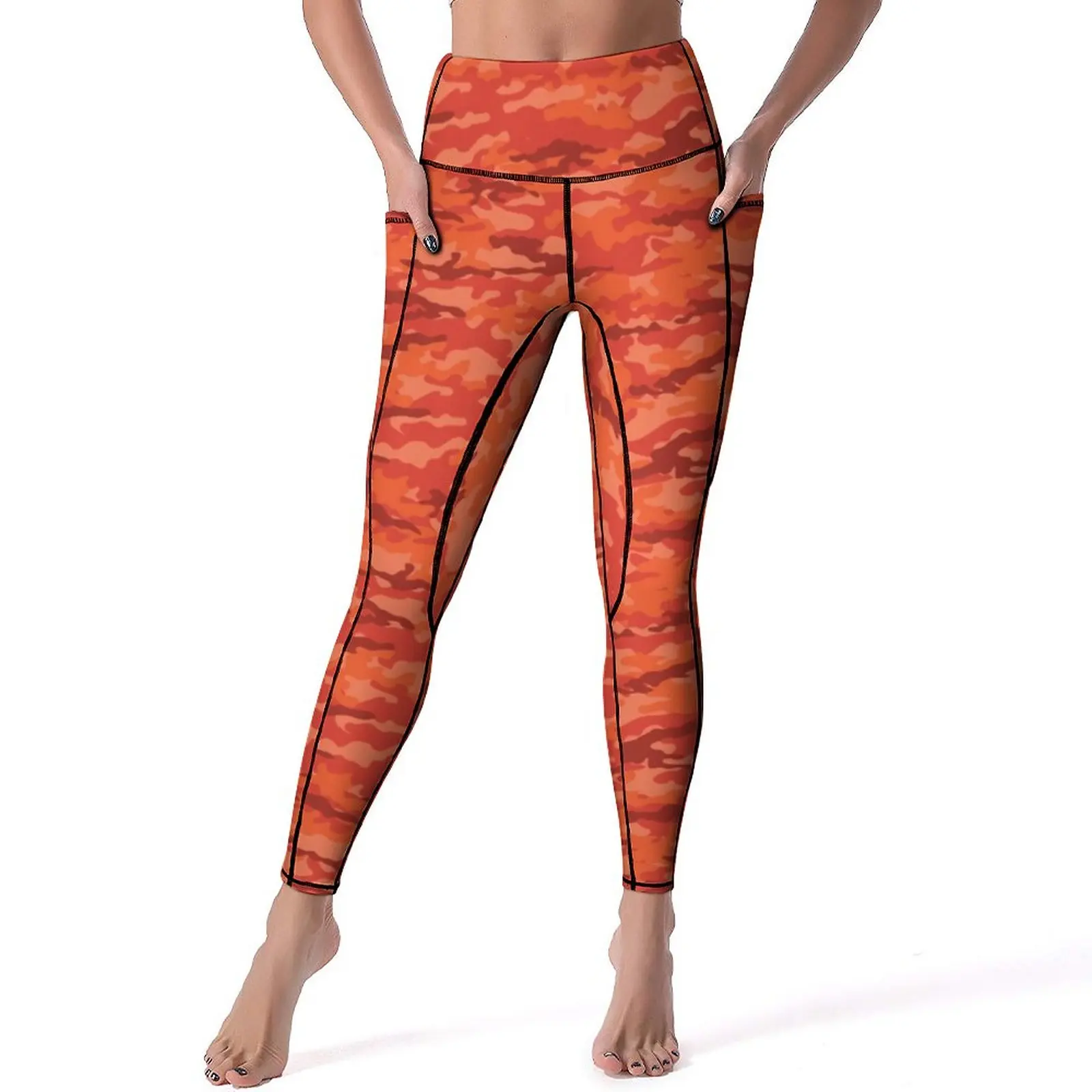 

Camo Military Yoga Pants Lady Orange Camouflage Leggings High Waist Aesthetic Yoga Legging Stretch Design Fitness Sports Tights