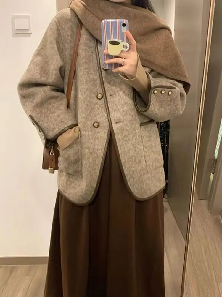 UNXX Elegant Women's Short Suit Coat Autumn and Winter 2023 New High Sense Jacket Korean Style Casual Loose Lady Woolen Coat Top
UNXX Elegant Women's Short Suit Coat Autumn and Winter 2023 New High Sense Jacket Korean Style Casual Loose Lady Woolen Coat Top