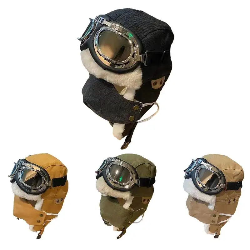 Mens Pilot Hat Winter Trapper Hat With Ear Flaps Winter Hat Multifunctional Pilot Hat And Goggles For Sports Travel
Mens Pilot Hat Winter Trapper Hat With Ear Flaps Winter Hat Multifunctional Pilot Hat And Goggles For Sports Travel